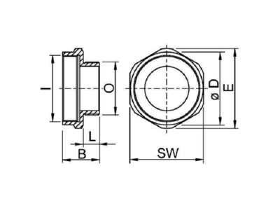 Dimensional drawing Stahl 252965 Adapter ring M20   M16 brass