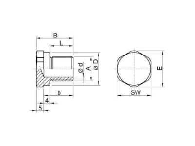 Dimensional drawing Stahl 253027 Plug for cable screw gland M33