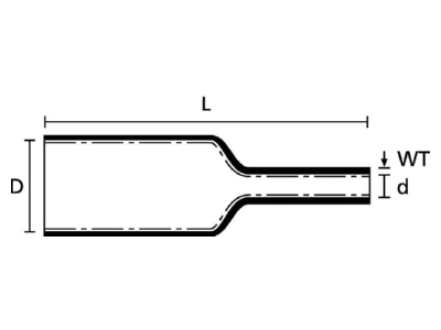 Dimensional drawing 1 Hellermann Tyton TREDUX MA47 12 3 Medium walled shrink tubing 12 3mm black
