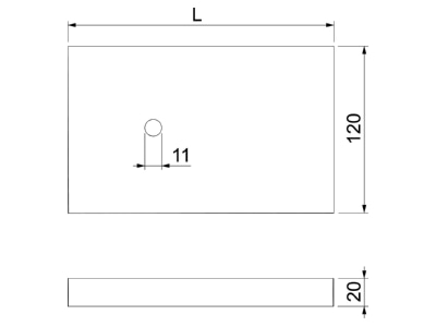 Dimensional drawing 1 OBO GLB PG2 Protection plate for fire partitioning
