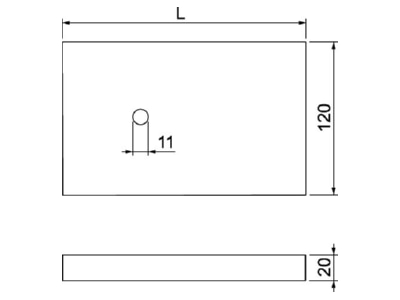Dimensional drawing 2 OBO GLB PG2 Protection plate for fire partitioning