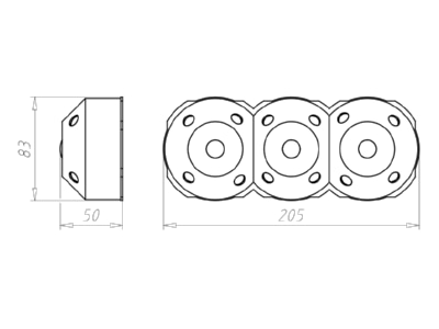 Mazeichnung Kaiser 9798 77 03 Quickbox Schallschutz 3x1  Hohlwanddose