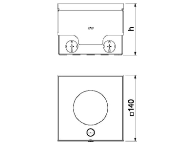 Ma�zeichnung 1 OBO UDHOME2 VT2 V Bodensteckdose mit Tubus  2fach