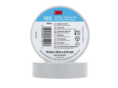 Product image 1 3M Temflex165 wss19X20 Adhesive tape 0 02012m 19mm white
