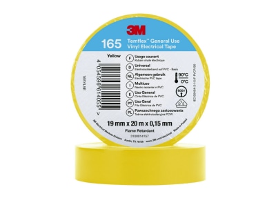 Product image 1 3M Temflex165 gb19X20 Adhesive tape 0 02012m 19mm yellow
