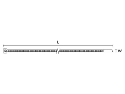 Dimensional drawing Hellermann Tyton T50M W BK C1 Cable tie 4 6x245mm black