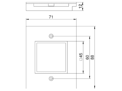 Dimensional drawing 1 OBO T12L P15S 9011 Cover plate for installation units
