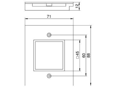 Dimensional drawing 2 OBO T12L P15S 9011 Cover plate for installation units