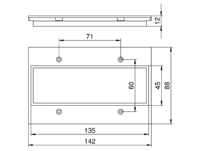 Ma�zeichnung 1 OBO T12L P17S 9011 Abdeckplatte 3f Modul 45 in T12L