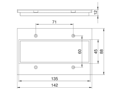 Ma�zeichnung 2 OBO T12L P17S 9011 Abdeckplatte 3f Modul 45 in T12L