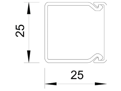 Mazeichnung 2 OBO WDK25025LGR Wand Deckenkanal m Obert  25x25mm PVC