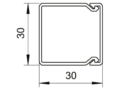 Dimensional drawing 1 OBO WDK30030LGR Wireway 30x30mm RAL7035
