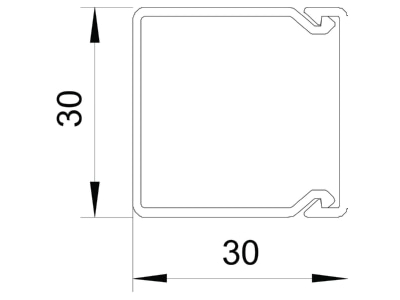 Mazeichnung 2 OBO WDK30030LGR Wand Deckenkanal m Obert  30x30mm PVC