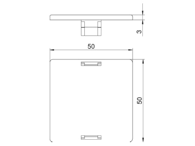 Dimensional drawing 1 OBO LP R Cover plate for installation units
