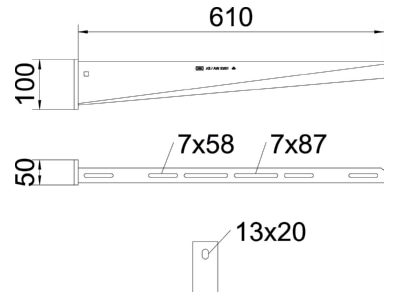 Ma�zeichnung 2 OBO AW 30 61 A2 Stielausleger Wand 