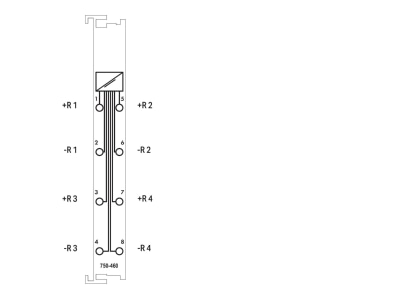 Circuit diagram WAGO 750 460 Fieldbus analogue module 4 In   0 Out