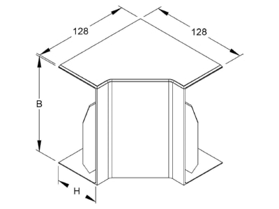 Dimensional drawing Kleinhuis I60230 8 Inner corner for installation duct
