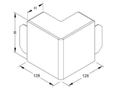 Dimensional drawing Kleinhuis A60110 3 Outer corner for cable duct 60x107mm
