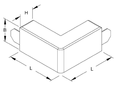 Dimensional drawing Kleinhuis A4060 3 Outer corner for cable duct 40x62mm