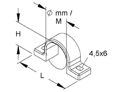 Dimensional drawing Kleinhuis 795M20 Mounting strap 20   21 5mm