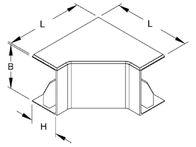 Dimensional drawing Kleinhuis I4060 3 Inner corner for installation duct