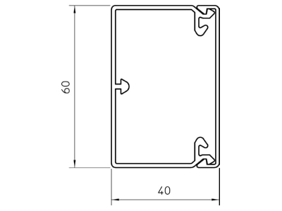 Mazeichnung 1 OBO WDK40060CW Wand Deckenkanal m Obert  40x60mm PVC