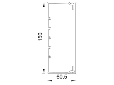 Mazeichnung 2 OBO WDK60150CW Wand Deckenkanal m Obert  60x150mm PVC