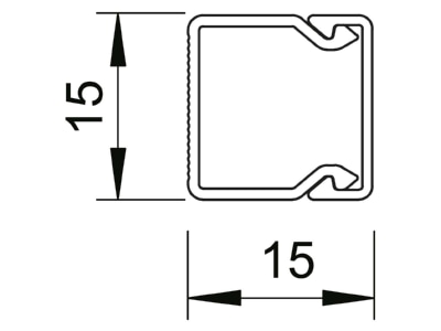 Mazeichnung 2 OBO WDK15015CW Wand Deckenkanal m Obert  15x15mm PVC