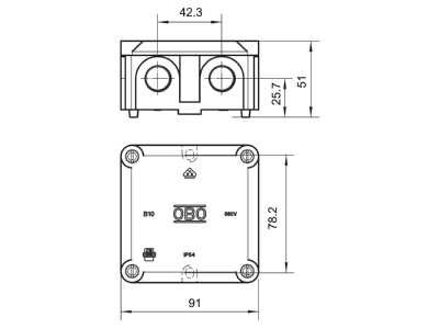 Ma�zeichnung 1 OBO B 10 M 5 Kabelkasten