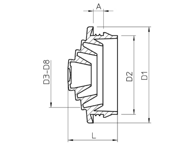 Ma�zeichnung 1 OBO EDVS M32 LGR Einsteckdichtung bis 25 5mm