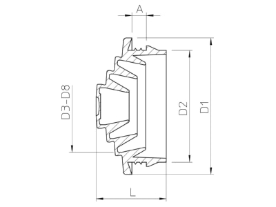 Ma�zeichnung 2 OBO EDVS M32 LGR Einsteckdichtung bis 25 5mm
