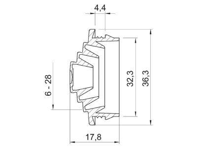 Ma�zeichnung 3 OBO EDVS M32 LGR Einsteckdichtung bis 25 5mm