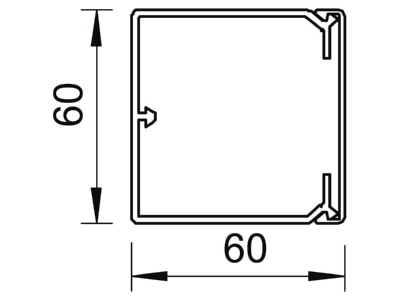 Dimensional drawing 1 OBO WDK60060LGR Wireway 60x60mm RAL7035
