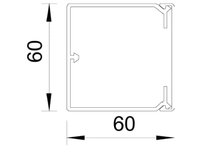 Mazeichnung 2 OBO WDK60060LGR Wand Deckenkanal m Obert  60x60mm PVC