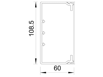 Ma�zeichnung 2 OBO WDK60110GR m Lochung Wand Deckenkanal m Obert  60x110mm PVC sgr