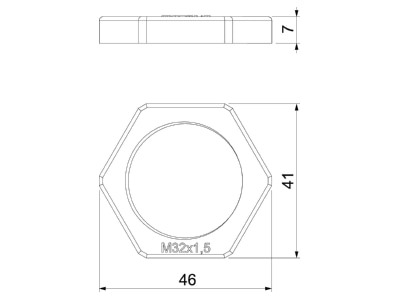 Mazeichnung 2 OBO 116 M32 LGR PS Gegenmutter Iso