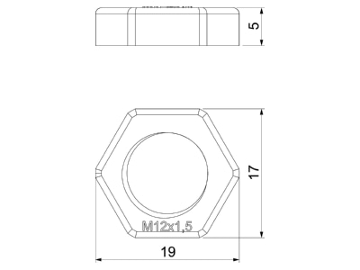 Dimensional drawing 2 OBO 116 M12 SGR PA Locknut for cable screw gland M12