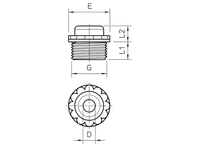 Dimensional drawing 2 OBO 90 M32 OF Knock out plug 32mm