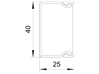 Mazeichnung 1 OBO WDK25040RW Wand Deckenkanal 25x40mm PVC