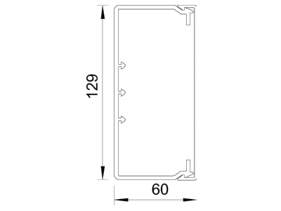 Mazeichnung 2 OBO WDK60130RW Wand Deckenkanal m Obert  60x130mm PVC