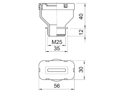 Ma�zeichnung 2 OBO 106 FL M25 12 35 Flachkabelverschraubung f Fl Kabel 9 12