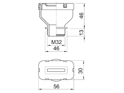 Mazeichnung 2 OBO 106 FL M32 9 39 Flachkabelverschraubung f Fl Kabel 7 9