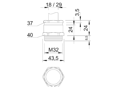 Ma�zeichnung 2 OBO 162 MS M32 Kabelverschraubung vernickelt