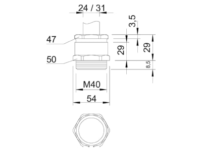 Ma�zeichnung 3 OBO 162 MS M40 Kabelverschraubung vernickelt