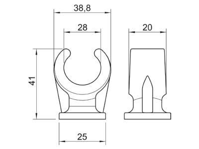 Ma�zeichnung 3 OBO 2962 28 LGR Sockel Klemmschelle