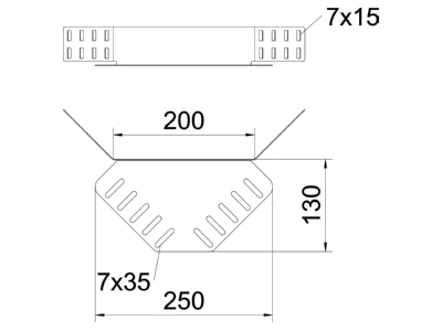 Dimensional drawing 2 OBO REV 60 FS Corner connector for cable support Steel