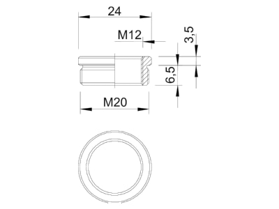 Ma�zeichnung 3 OBO 167 R MS M20 12 Ms Reduktion M20 M12 vernickelt