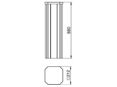 Dimensional drawing 2 OBO ISSHS4 61OT3LGR Installation column 680mm
