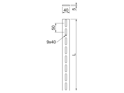 Mazeichnung 1 OBO FLA 8 FT Flachstahl mit Langloch 8 5mm 40x8x3000  St