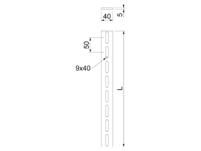 Mazeichnung 2 OBO FLA 8 FT Flachstahl mit Langloch 8 5mm 40x8x3000  St